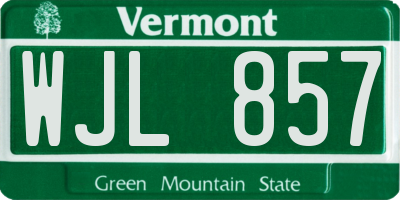 VT license plate WJL857