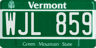 VT license plate WJL859