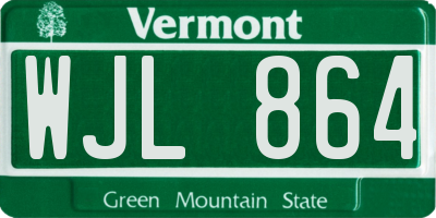 VT license plate WJL864
