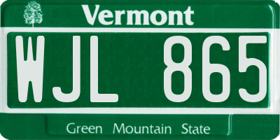 VT license plate WJL865
