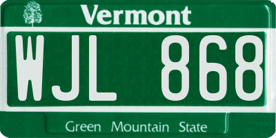 VT license plate WJL868