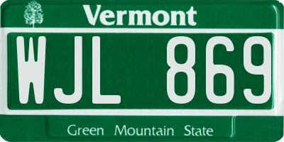 VT license plate WJL869