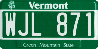 VT license plate WJL871