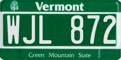 VT license plate WJL872