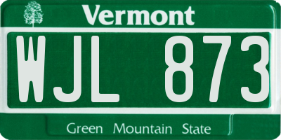 VT license plate WJL873
