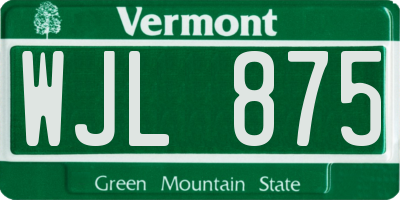 VT license plate WJL875
