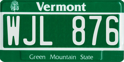 VT license plate WJL876