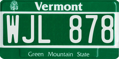 VT license plate WJL878