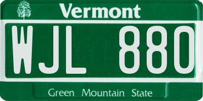 VT license plate WJL880