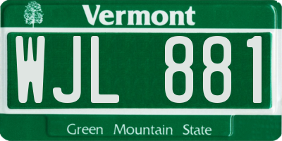 VT license plate WJL881