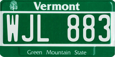 VT license plate WJL883
