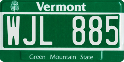VT license plate WJL885