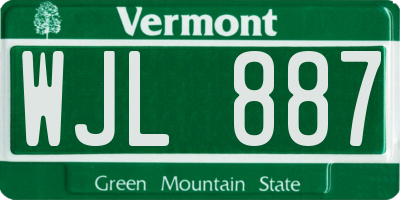 VT license plate WJL887