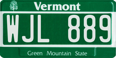 VT license plate WJL889