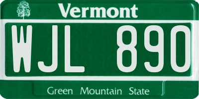 VT license plate WJL890