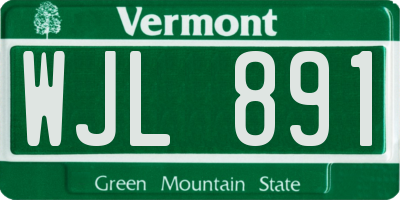 VT license plate WJL891