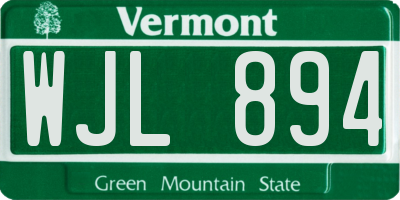 VT license plate WJL894