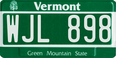VT license plate WJL898