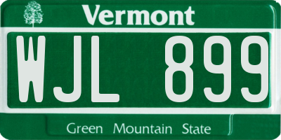VT license plate WJL899