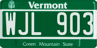 VT license plate WJL903