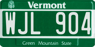 VT license plate WJL904