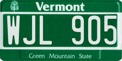 VT license plate WJL905