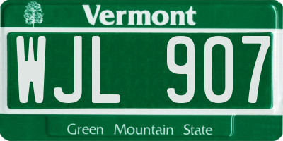 VT license plate WJL907