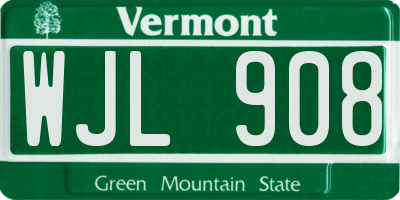 VT license plate WJL908