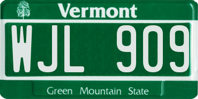 VT license plate WJL909