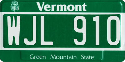 VT license plate WJL910