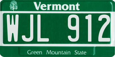 VT license plate WJL912