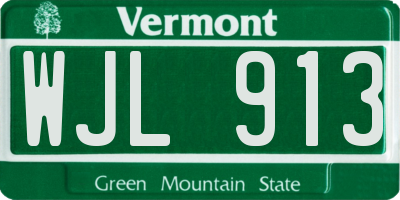VT license plate WJL913