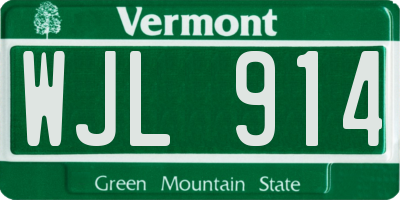 VT license plate WJL914