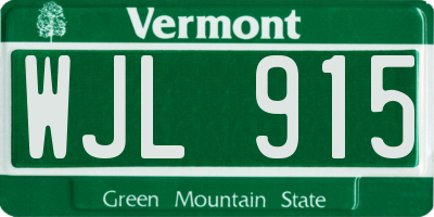 VT license plate WJL915