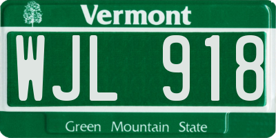 VT license plate WJL918