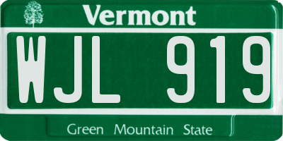 VT license plate WJL919
