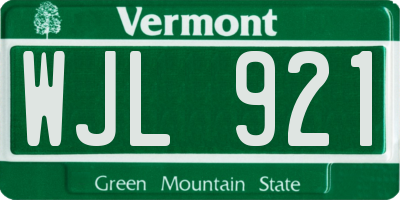 VT license plate WJL921