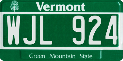 VT license plate WJL924