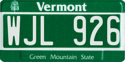 VT license plate WJL926