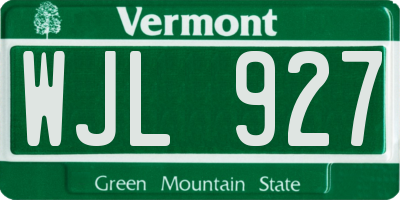 VT license plate WJL927