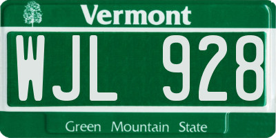 VT license plate WJL928