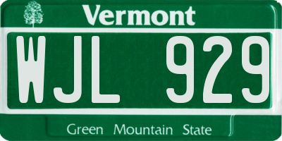 VT license plate WJL929