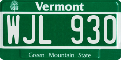 VT license plate WJL930