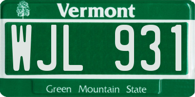 VT license plate WJL931