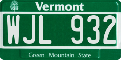 VT license plate WJL932
