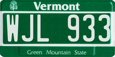 VT license plate WJL933