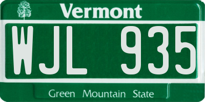 VT license plate WJL935
