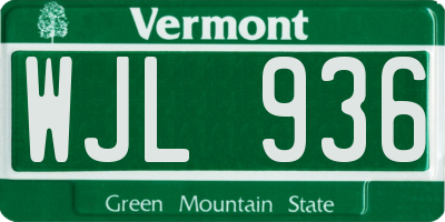 VT license plate WJL936