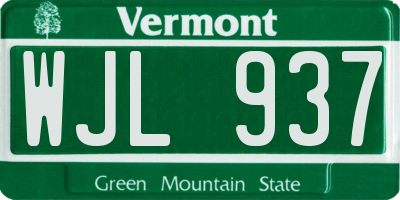 VT license plate WJL937