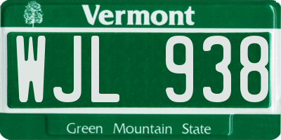 VT license plate WJL938